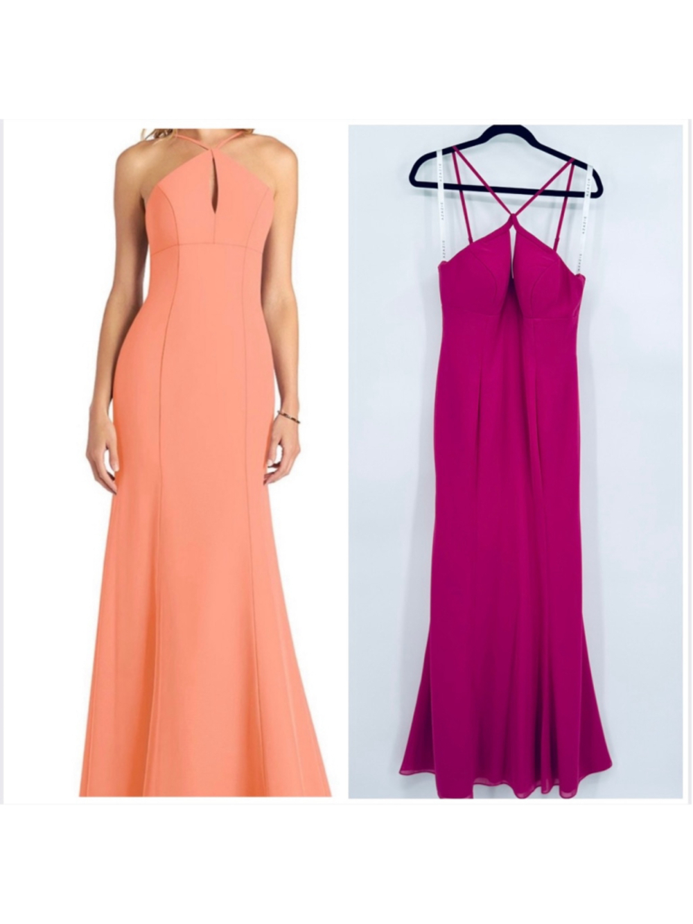 Azazie Livy Dress Size 6 Fuschia Pink Halter Neck Gown
